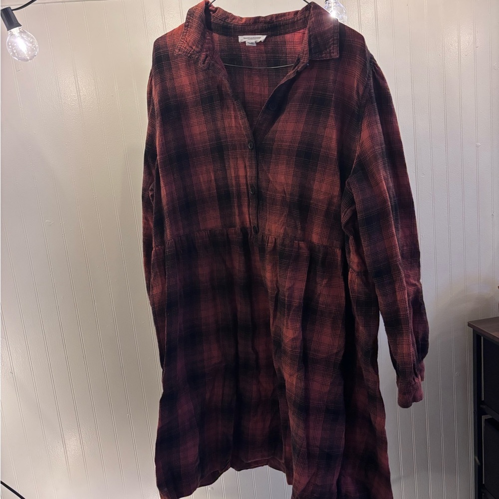 Plaid Burnt Orange and Black Dress